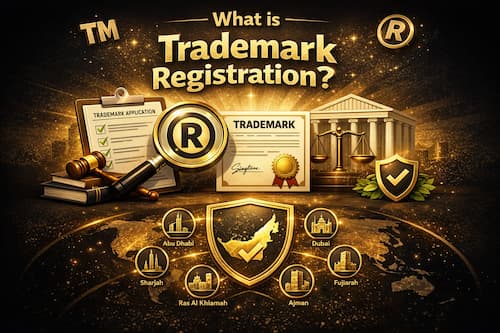 Trademark registration in the UAE – brand protection with registered trademark certificate and legal symbols
